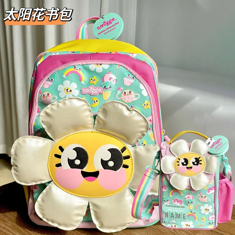 Mochilas escolares Smiggle australianas genuinas, mochilas escolares con diseño de girasoles, papelería para estudiantes, estuche para lápices, bolsa para el almuerzo, mochila, regalo para estudiantes