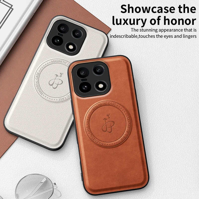 Leather PU Wireless Charging Magnetic Case - Protective Hard Back Cover