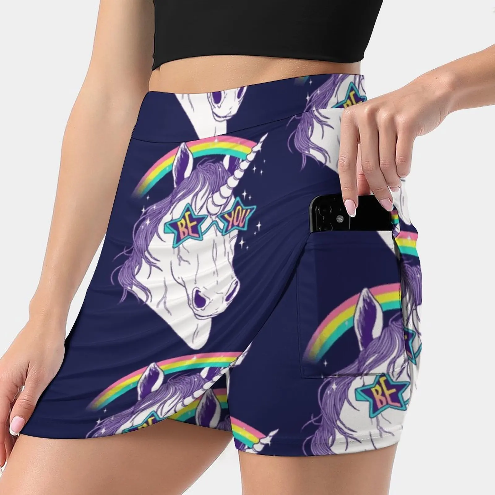 

Be You Summer Women'Sshorts Skirt 2 In 1 Fitness Yoga Skirt Tennis Skirts Unicorn Magic Rainbow 80S Pride Magical Sparkle Star