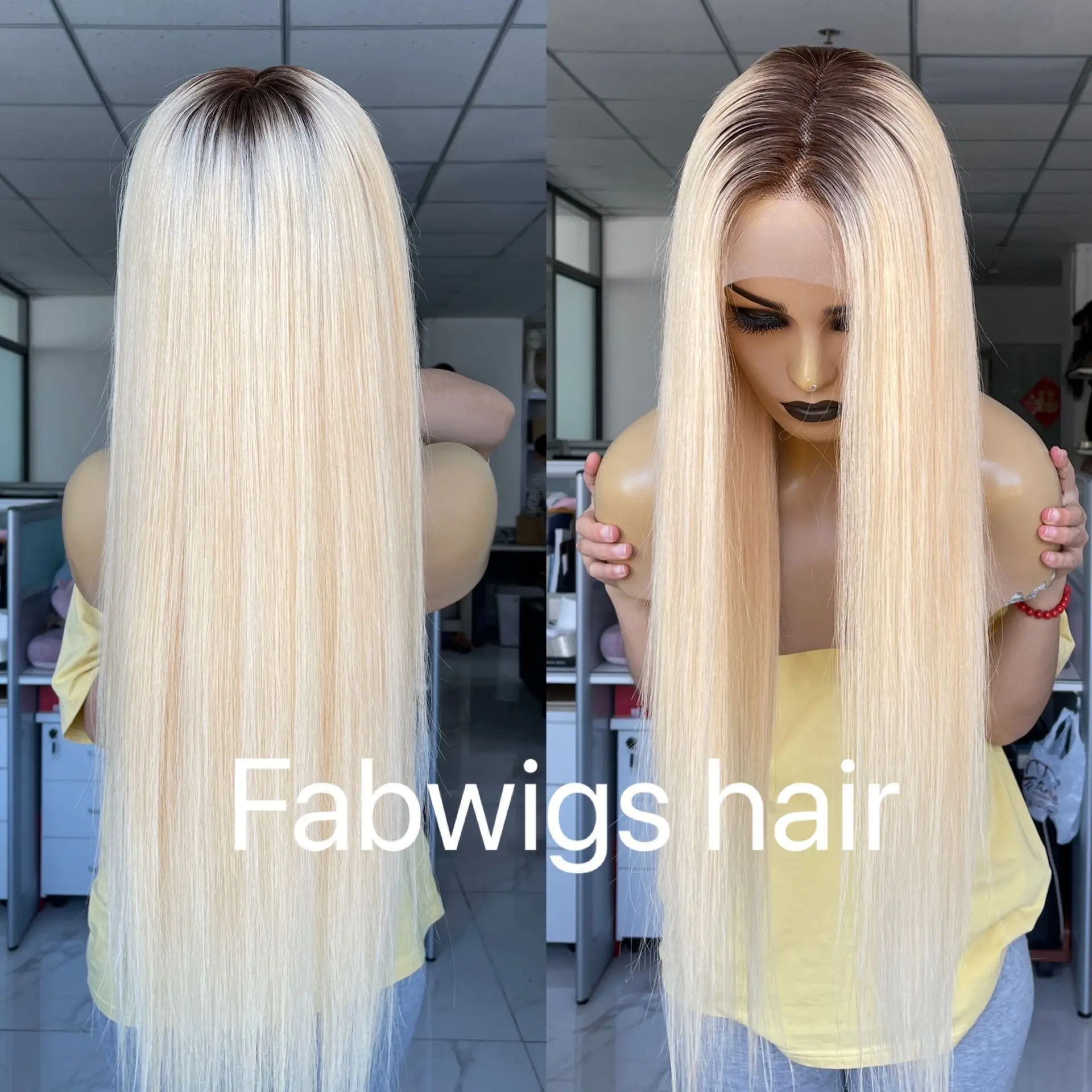 

Fabwigs Ombre Blonde Lace Front Wig 13x6 European Straight Human Hair Wigs For Women #4/613 Ombre Wig Free shipping