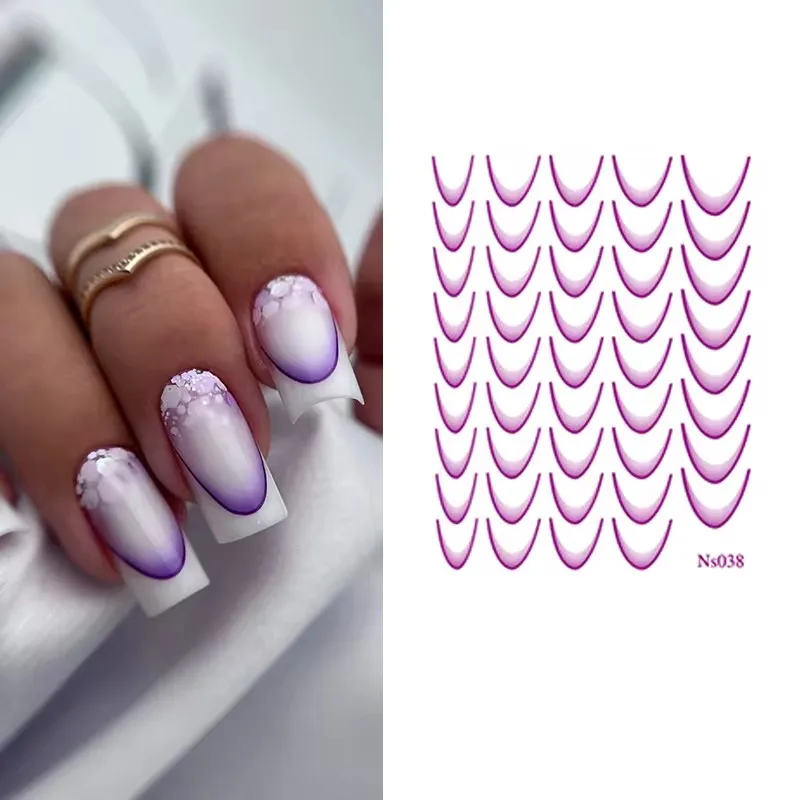 Gradient Color French Manicure Nail Art Designs Stickers Self-Adhesive Nail Tips Guides for DIY Decoration Stencil Tools nail stickers nail art decoration nail decals nail art tools