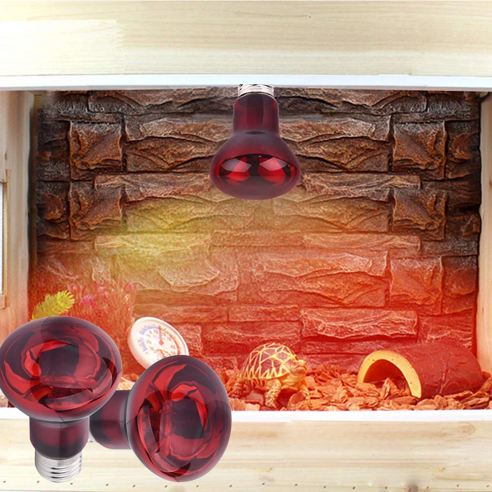 220V Infrared Heating Lamp for Poultry and Pets E27 Red Heat Bulb 25W 100W for Amphibians Reptiles Snakes with UVA Light infrared heating lamp