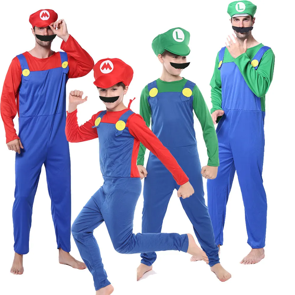 Bambini Adulti Super Fratello Cosplay Divertenti Bros Bambini Fantasia Cosplay Tuta Carnevale Ragazzi Uomini Vestito Costumi Di Halloween
