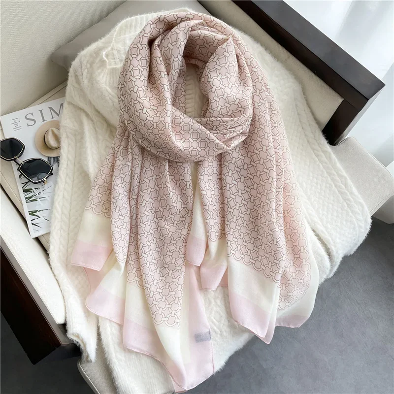 

2023 Autumn Winter Women Flower Printing Warm 180x90cm Scarf Wraps Muslim Hijab Fashion Shawl Elegance Scarves Bib Neckerchief