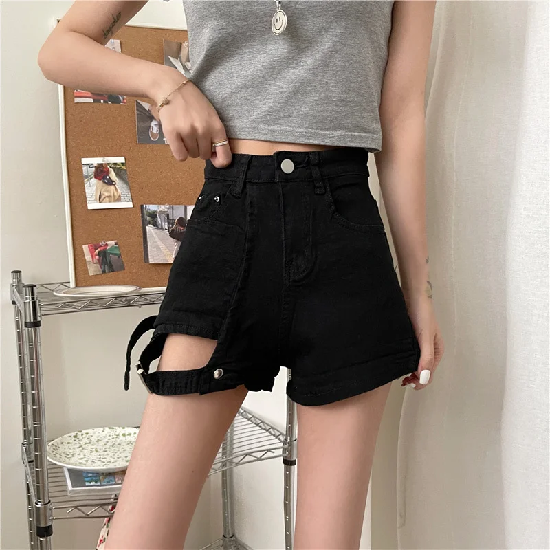 Shorts Women Denim High Waist Oversize  Button Korean Style Trendy Streetwear  Summer Ladies Leisure Design Newly