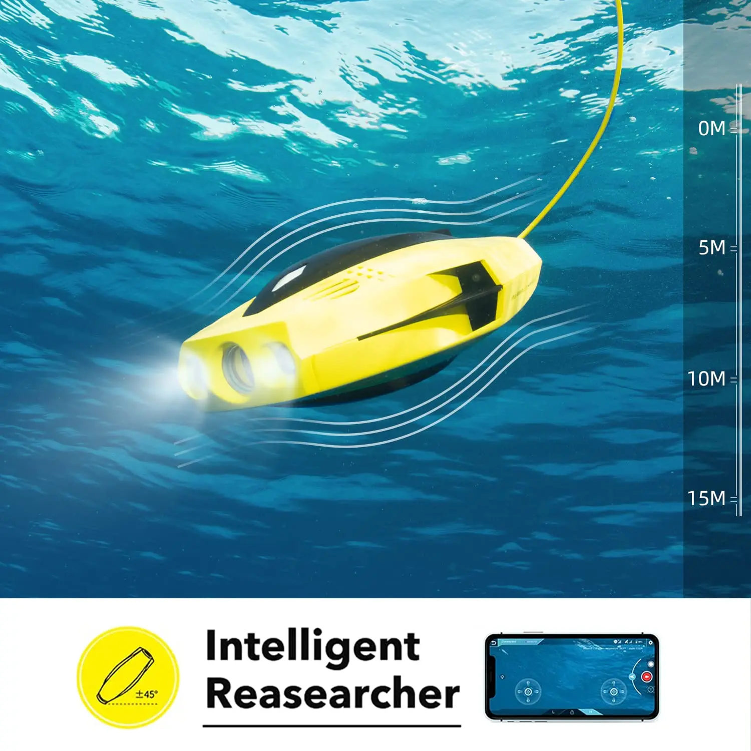15m Rov Waterproof Underwater Drone Robot With Camera