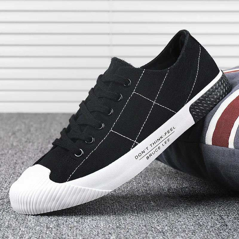 New Men's Low-cut Canvas Shoes Students Joker Lace-up Casual Shoe. 4