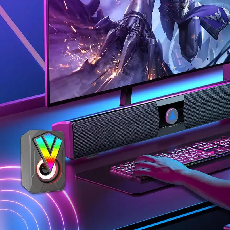 게임 모니터용 RGB 컴퓨터 스피커, 데스크탑 스피커, 샤인 USB 멀티미디어 유선 PC 스피커, 노트북 데스크 홈