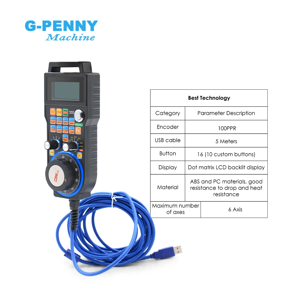 Cnc handwheel XHC 4 Axis / 6 Axis MACH3 USB CNC Handwheel MPG Manual USB wire cable 5 meters for lathe and turning center CNC Engrave machine