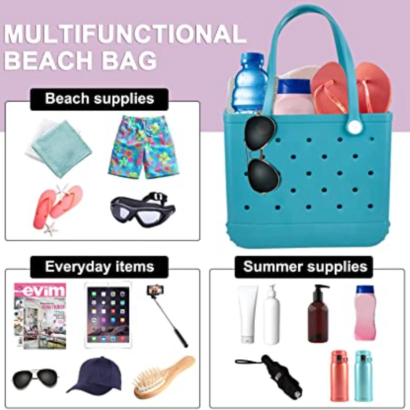 

Summer Large Beach Bag Waterproof EVA Basket Beach Bag for Women Tote Bags with Holes Breathable Pouch Shopping Bags