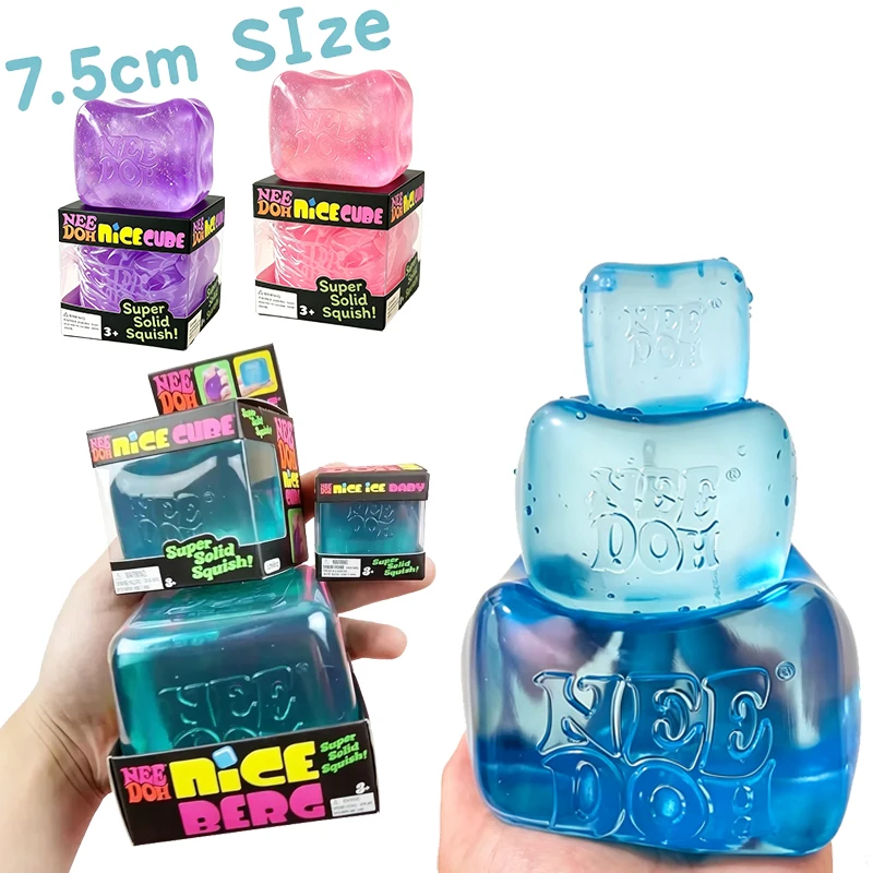 Needoh Nice Ice Cube Maltose Fidget Toy Berg Super Size 4er-Pack Mini Mehrfarbig Ungiftig Langsam Rückfederndes Squishy zur Angstlinderung