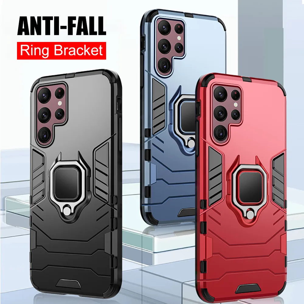 For Samsung Galaxy S22 Ultra Case Car Magnetic Holder Phone Cover Sumsung Galaxi S22Ultra S 22 Plus Stand Heavy Duty Armor Coque