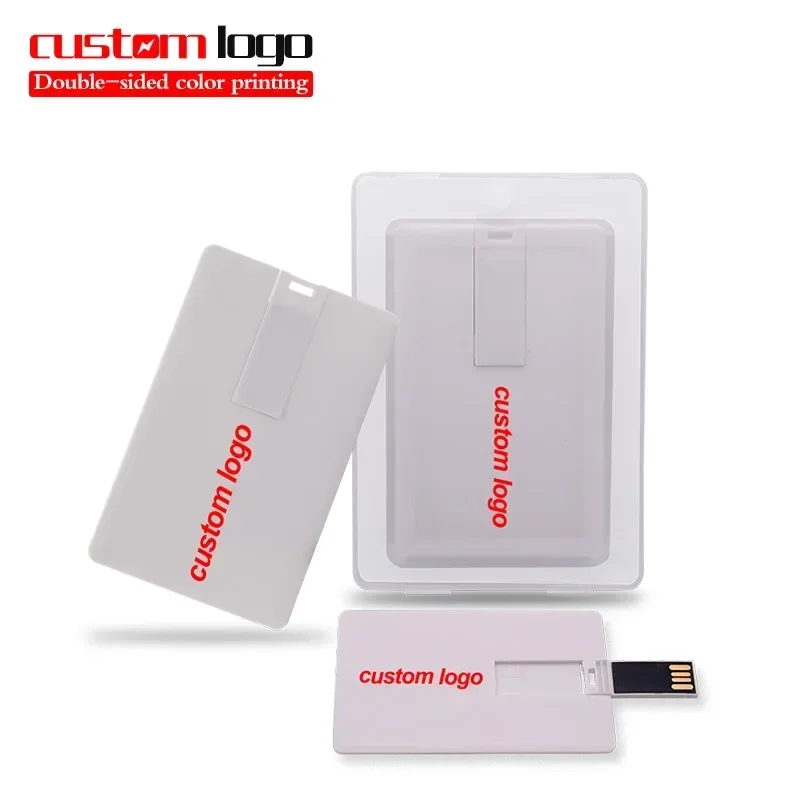 20 개/몫 신용 카드 USB 플래시 드라이브 2.0 Pendrive 64GB 32GB 16GB 8GB 4GB 메모리 스틱 펜 드라이브 Usb 사용자 정의 로고 비즈니스 선물