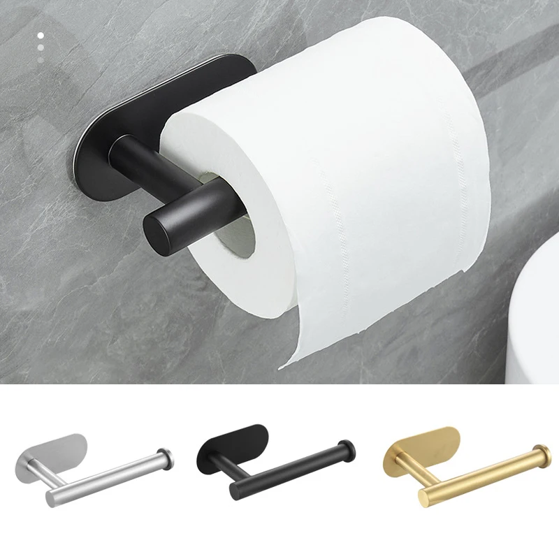 Adhesive Toilet Roll Paper Holder Organizer Wall Mount Storage Stand Kitchen Bathroom No Drill Tissue Towel Dispenser Stainless paper towel holder toilet paper holder toilet paper rack toilet roll holder tissue holder