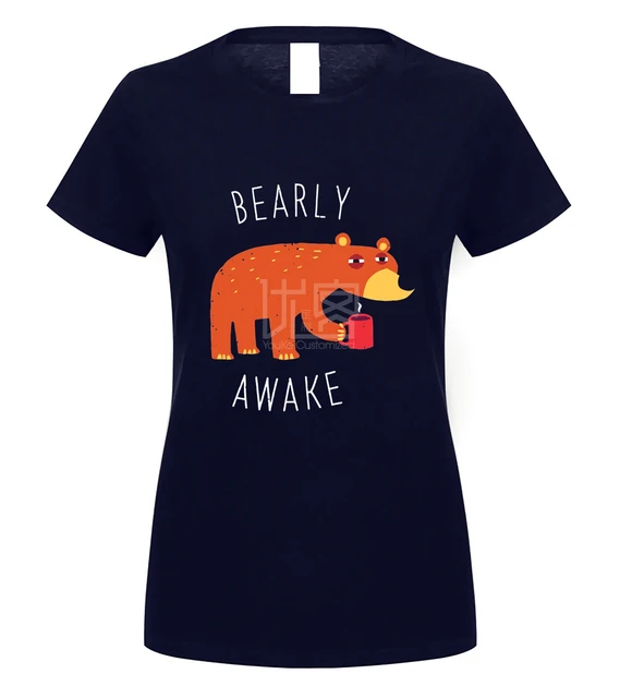 Mens cream t shirt bearly awake 