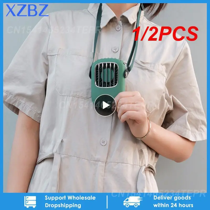 

1/2PCS Mini Portable Hanging Neck USB Fan Mute Handheld Desktop Fan with 3 Gears Adjustable Air Cooling Ventilador