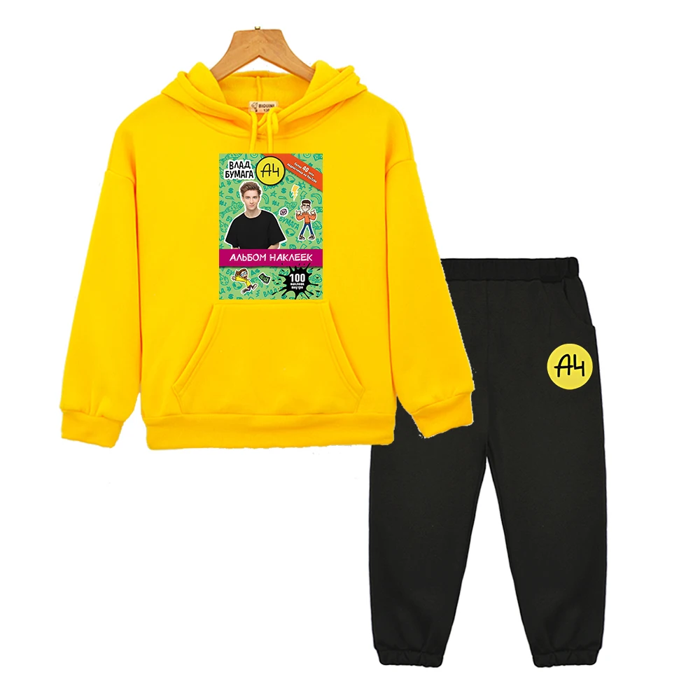 

Влад Бумага А4 Hooded Sets kids boutique clothes Fleece sweatshirt а4 мерч Autumn Jacket pullover Anime hoodie for boys and girl