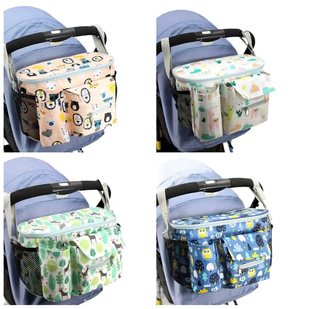 Oxford Cloth Baby Stroller Bag Printed Cartoon Multi-functional Diaper Bag Large Capacity Storage Basket Pushchair Use