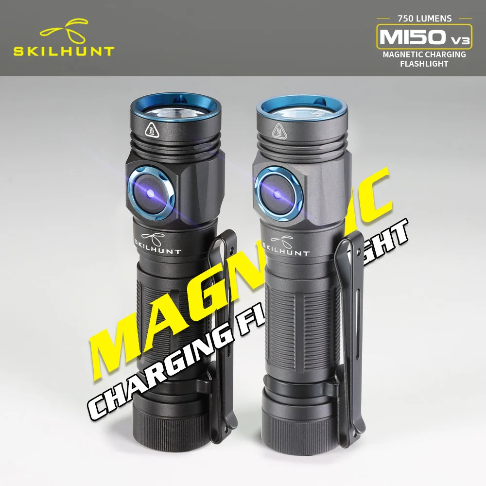Аккумулятор SKILHUNT M150 V3 14500/AA, фонарик с магнитной зарядкой USB, яркий мини-фонарик для повседневного использования
