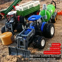 Rc Car 1:24 Alloy Remote-Controlled Tractor Toy With Headlights Simulation Electric Farm Truck Toy Set Child Outdoors Toys Gifts 1