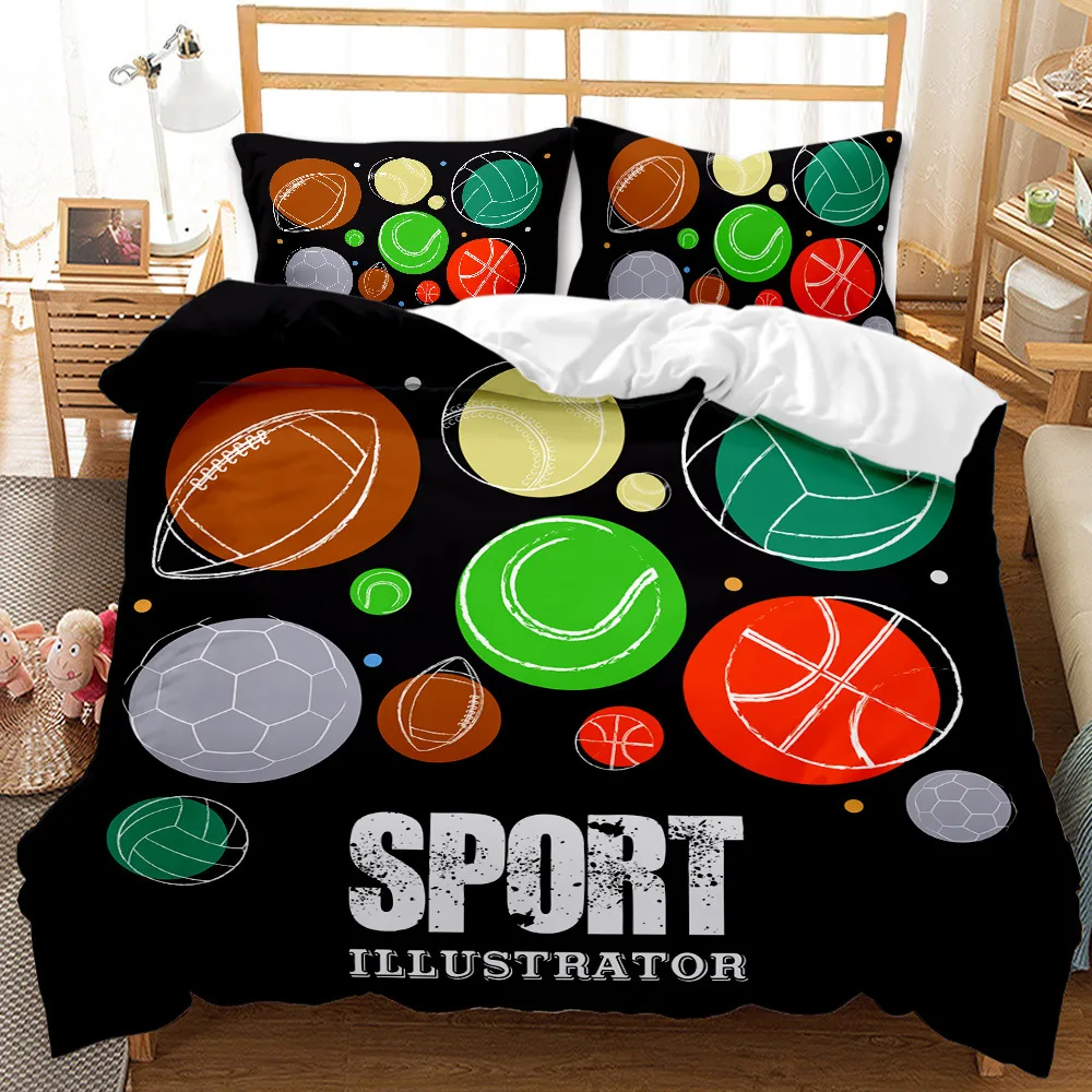 2/3pcs �౸ �߱� Duvet Ŀ�� ��Ʈ ������ �� ħ�� ���� �ҳ� �ʴ� 3D �μ� �̺� Ŀ�� �ɼ� ũ��