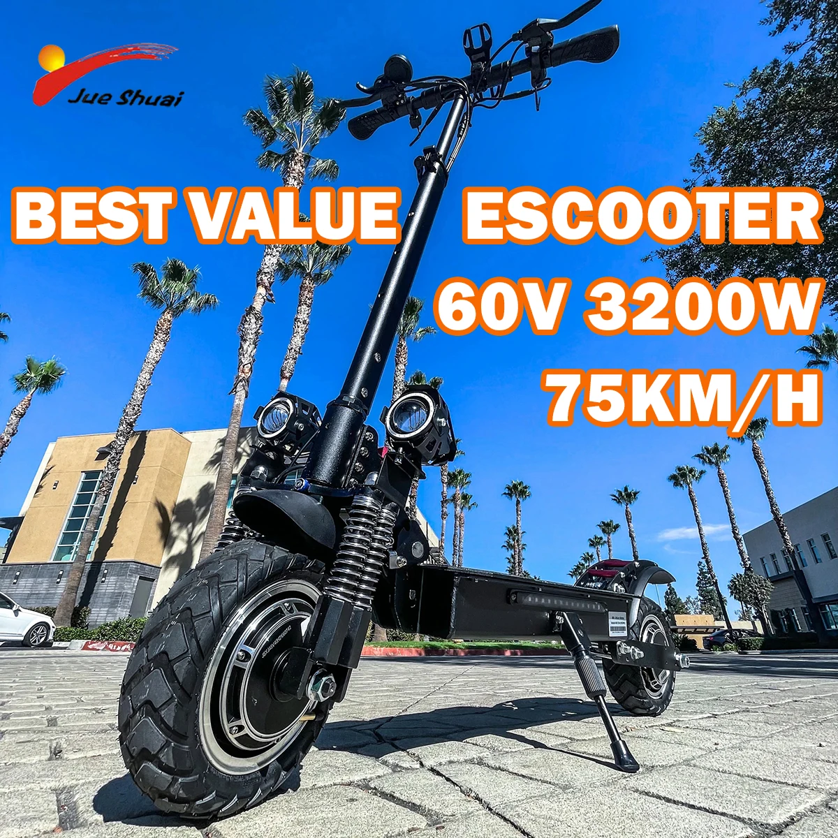 Electric Scooter 60V 3200W Dual Motor 75km/h Max Speed 23Ah Battery 70km Range