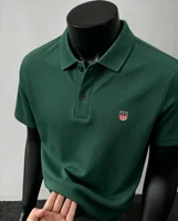Polo à manches courtes pour homme, 100% coton pur, marque haut de gamme, mode été, broderie de drapeau de luxe, boutique, golf, t-shirt décontracté 4