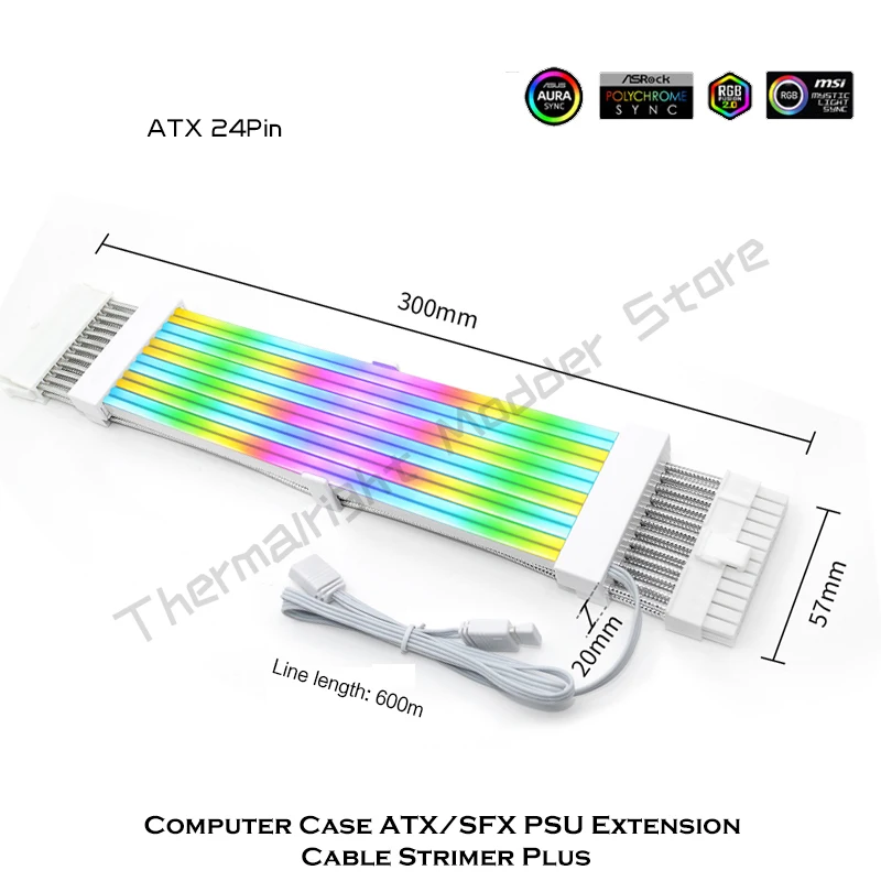 Cabo de Extensão Psu Rgb Strimer Plus Não Lian li Atx 24pin Pci-e 8pin Triplo 8pin Silicone Macio Bendable Argb Led Fluxo - Imagem 6