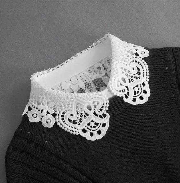 Vintage Lace Front Tie White Detachable Faux Collar