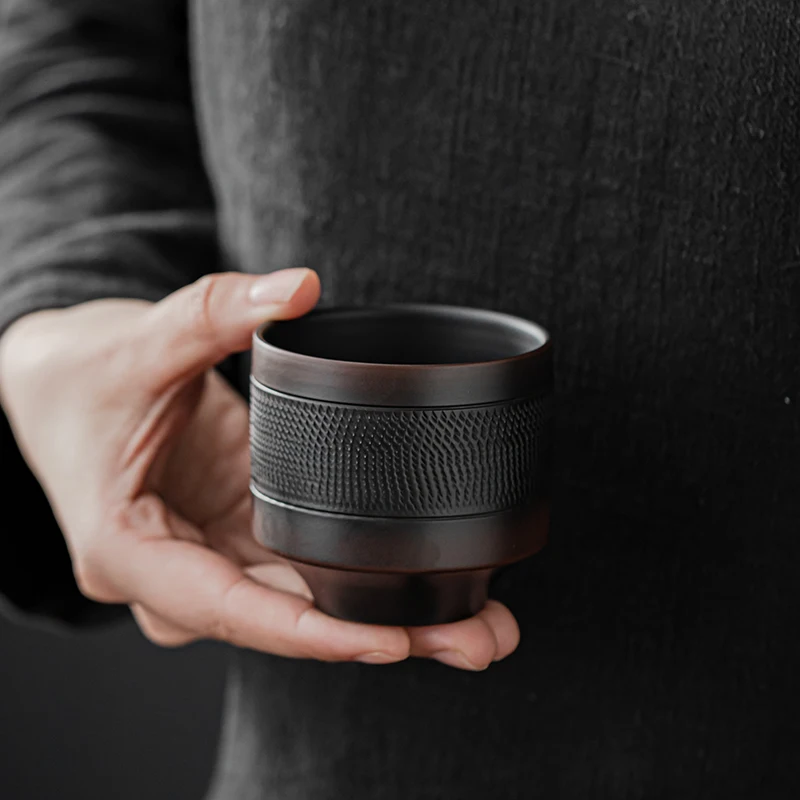 Retro Carving Teacups High-end Ceramic Tea Set Cups Purple Pottery Kung Fu Tea Cup Ceramics Teaware Cup for tea Small Teacup