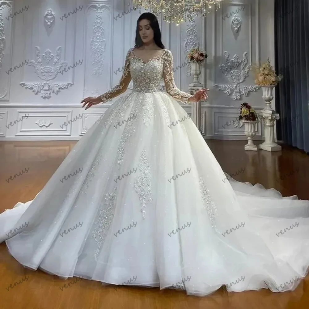 Exquisite Wedding Dresses A-Line Tulle Tiered Bridal Gowns Lace Appliques Beading Princess Robes Vestidos De Novia Customized 3