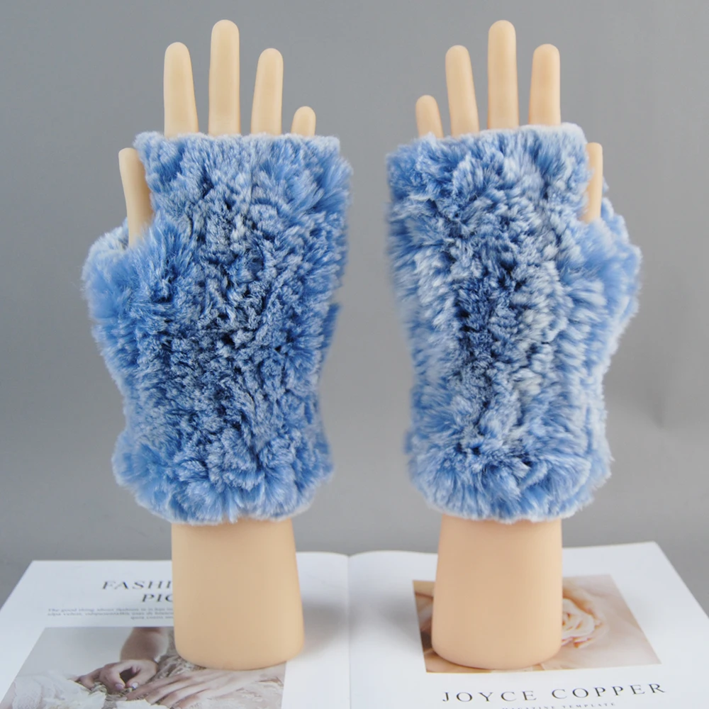 Hot Sale Winter Real Fur Golve Women Outdoor Warm 100% Real Rex Rabbit Fur Gloves Knit Thick Natural Soft Rex Rabbit Mittens