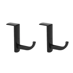 Headphone Holder Hanger and Stand - Durable Wall and Monitor Mount Accessory (Black 2 piece)