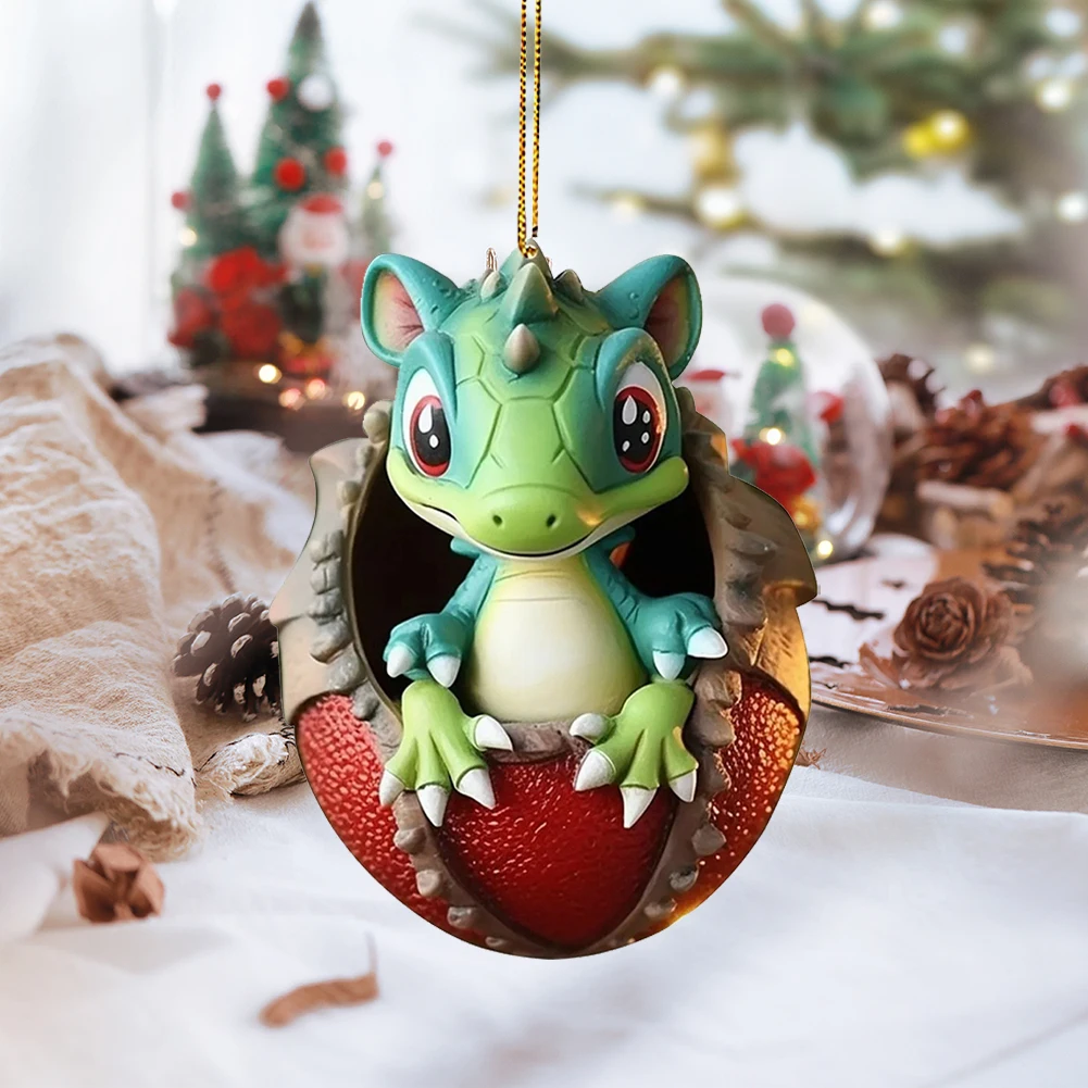 Christmas Dragon Pendant Novelty Dragon Egg Tree Pendant Cute Dragon Egg Decoration Acrylic for Home and Car Decoration