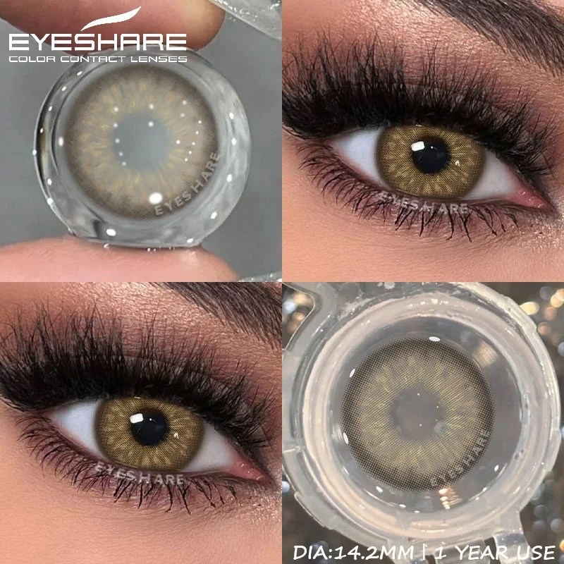 D'ORELLA 1 Paar farbige Kontaktlinsen für Augen, blaue Kontaktlinsen, hochwertige natürliche graue Kontaktlinsen, braun, Jahreskontakt – Detail 10