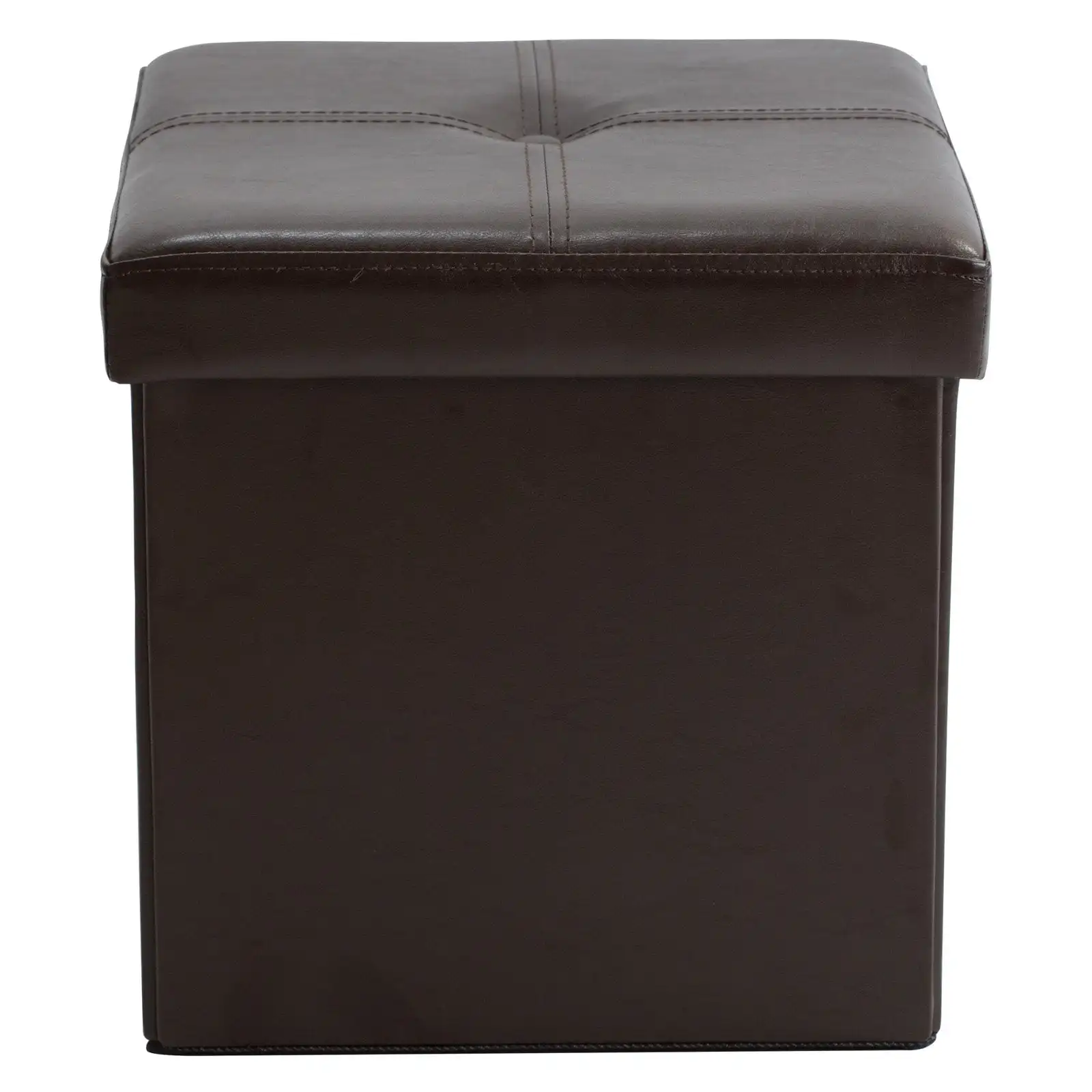Faux Leather Folding Storage Ottoman Cube