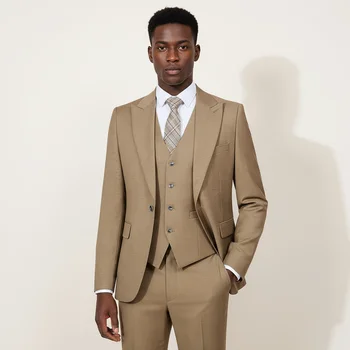 2026 new Men Suits Jacket+vest+Pants Summer thin breathable Slim Fit Formal Business Office Men's Suits 3-piece set