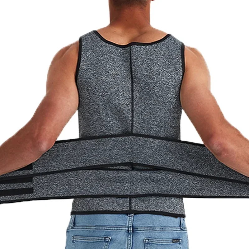 Body Shaper Men Waist Trainer Sauna Vest Double Belt Sweat Shirt Corset Top Abdomen Slimming Shapewear Fat Burn Fitness Suits