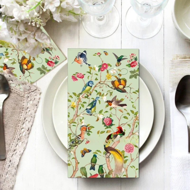 33*40cm 2-Ply Vintage Flower Bush Birds Wedding Long Tissue Paper Party Disposable Paper Butterfly Bone Bart 20pcs/Pac