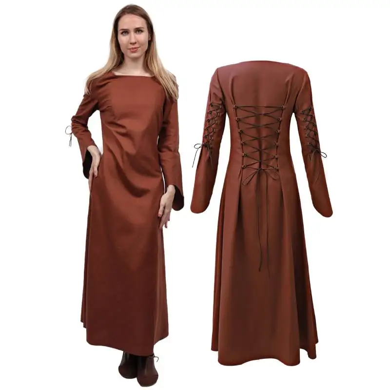 DAZCOS Medieval Dress Women Long Sleeve Maxi Robe Vintage Dress Renaissance  Celtic Viking Gothic Clothing Fantasy Ball Gown - AliExpress