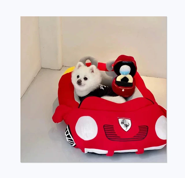 Red Ferrari Sports Car Dog Bed