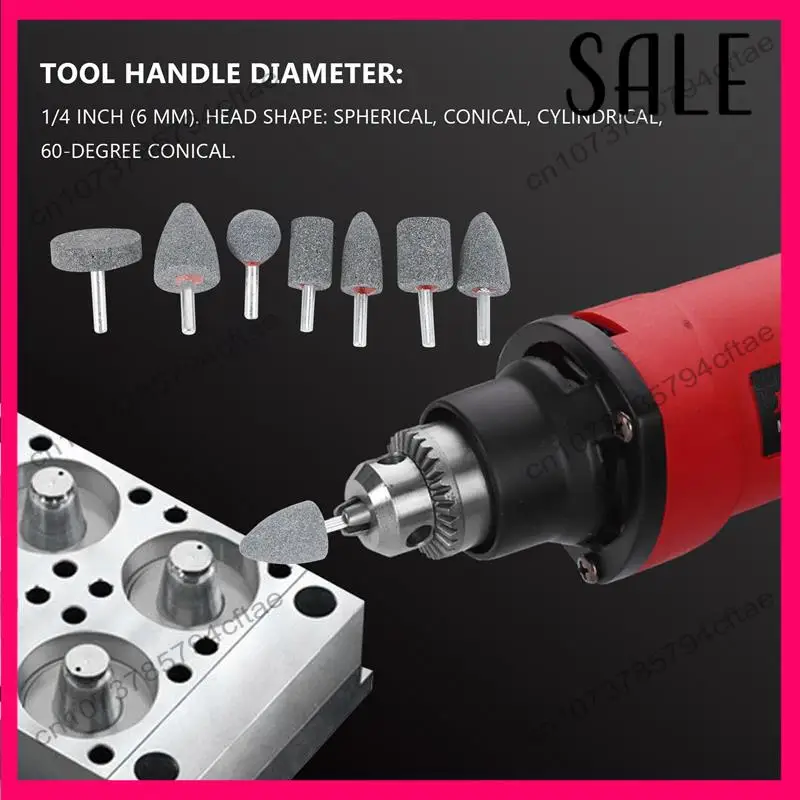 -A12R 연마석 포인트 세트 연삭 휠 연마 헤드 비트(1/4인치 생크 포함) 7개 연삭석