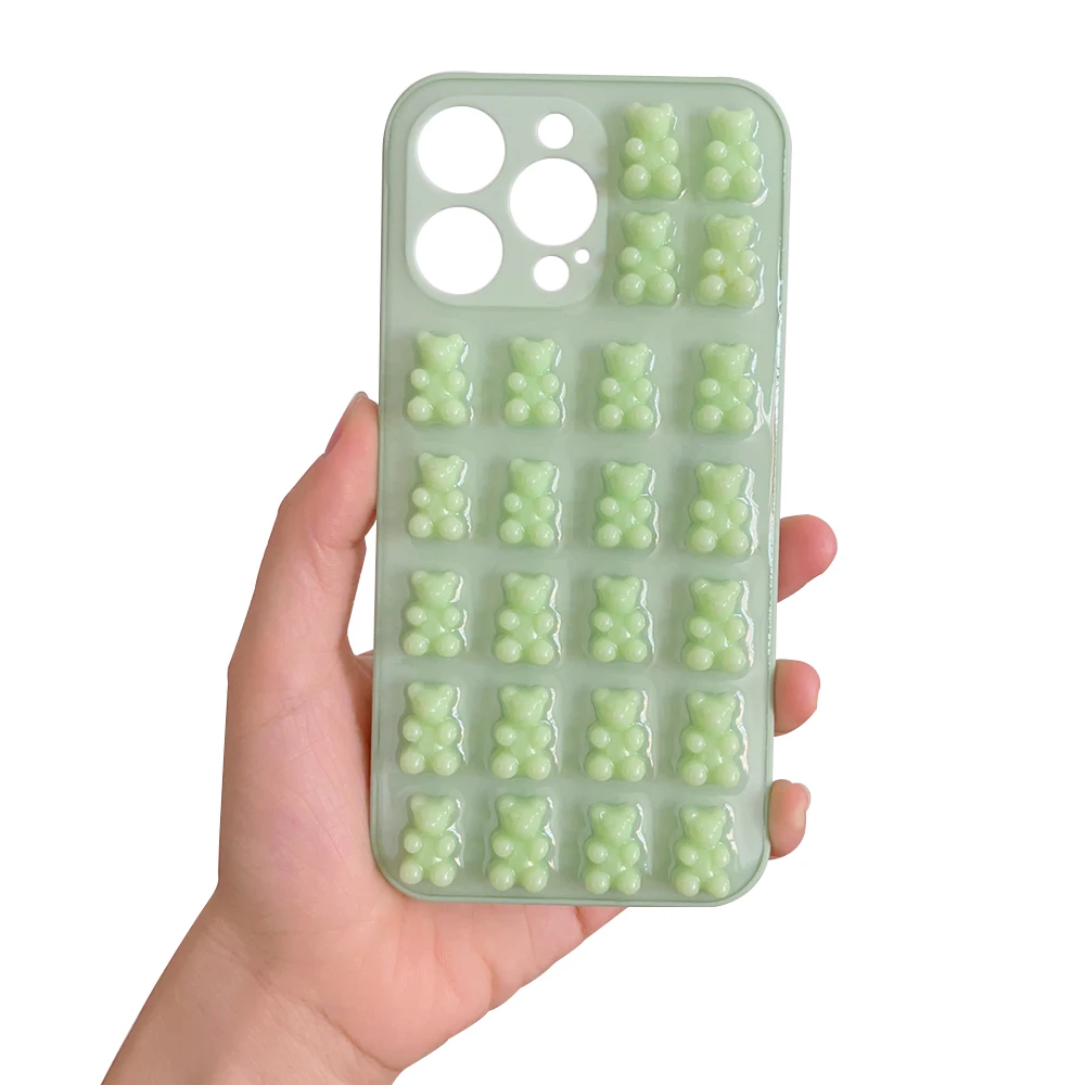 New Color Gummy Case Coloured 3D Cute Little Bear Resin
