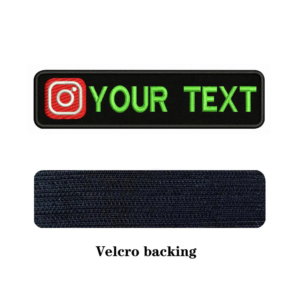 Instagram Logo 10X2.5cm Embroidery Custom Name Text Patch Stripes Badge Iron On Or Velcros Patches 
