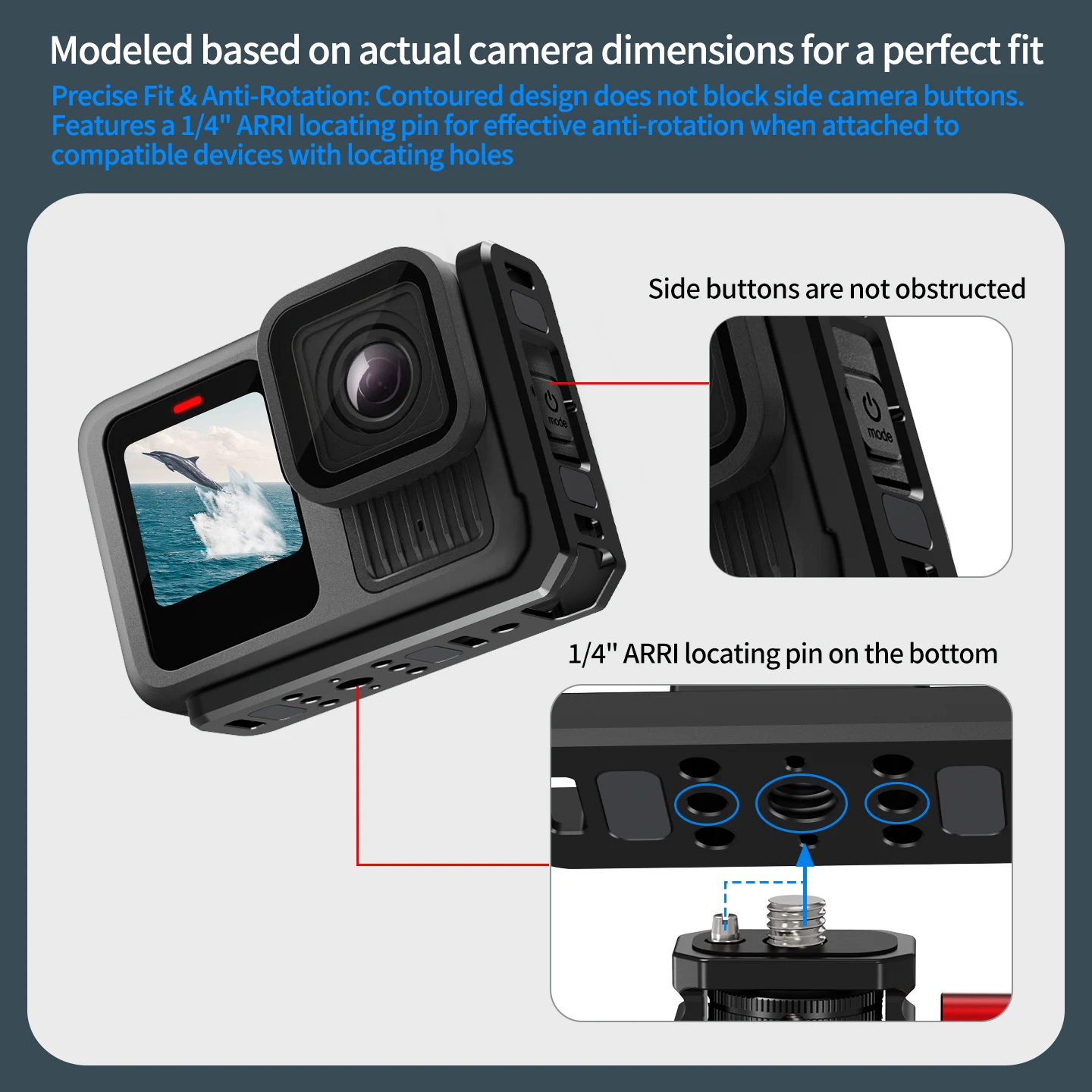 Magnetische L-Typ-Schnellwechselplatte, vertikale L-Platte für Gopro Hero 8, 9, 10, 11, 12, 13, Action-Kamera-Stativ-Zubehör – Detail 3