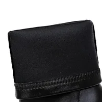 Women 7.5cm 10cm High Heels Leather Boots Lady Low Heels Short Ankle Boots Stripper Winter Warm Snow Plush Pointed Toe Shoes - Image 4