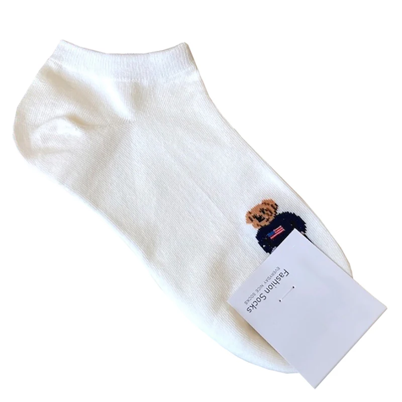 Elegant Lady Bear Cartoon Women's Cute Cotton Socks - Harajuku Style Novelty Breathable Christmas Gift