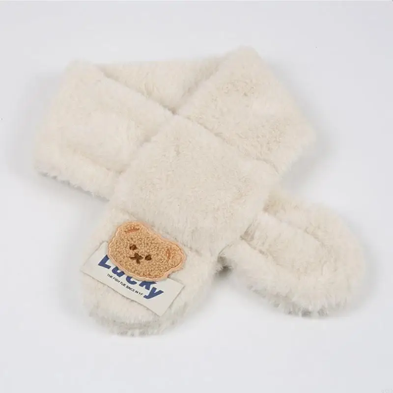 QX2D Cartoon Bear Baby Scarf Autumn Winter Kids Neck Scarf Warm Boys Girls Neckerchief Fashionable Windproof Neck Warmer