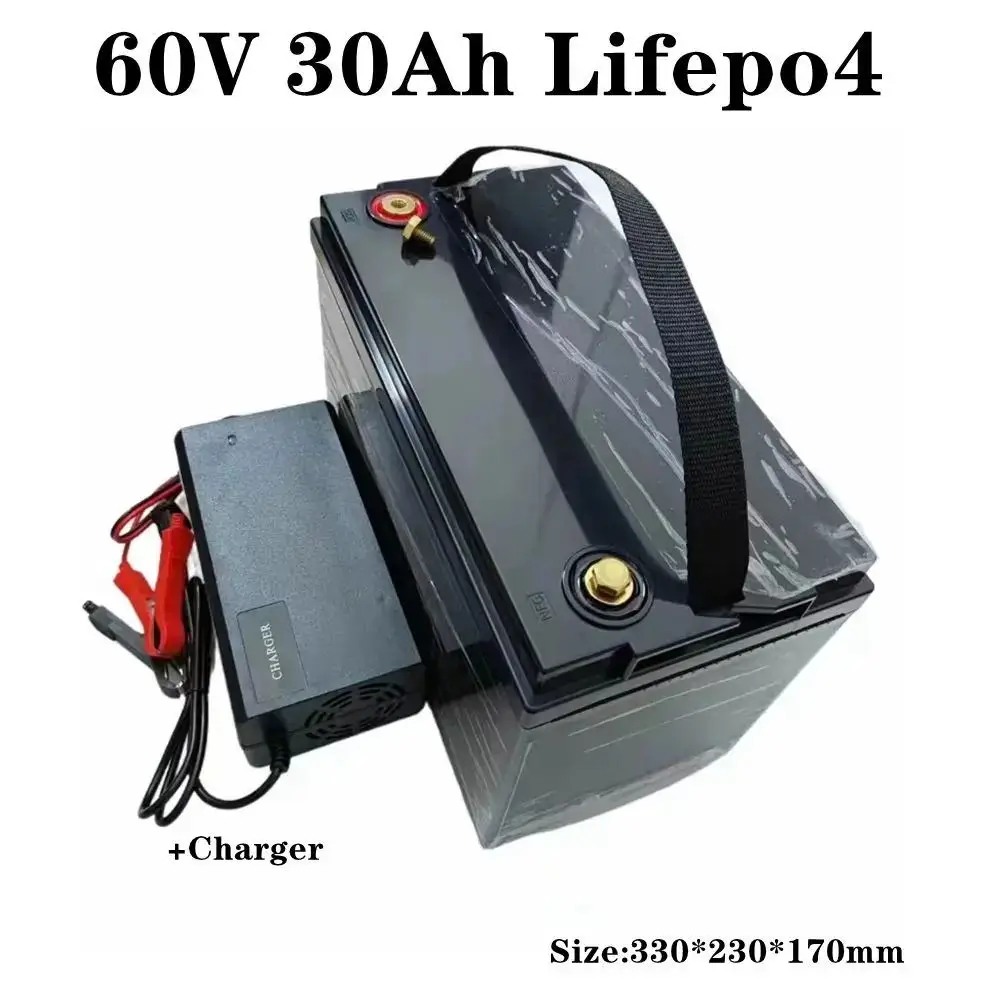 

waterproof 60v 30ah lifepo4 battery with BMS no li ion 40ah 50ah for 2000w 1500w bicycle bike scooter Tricycle +5A charger