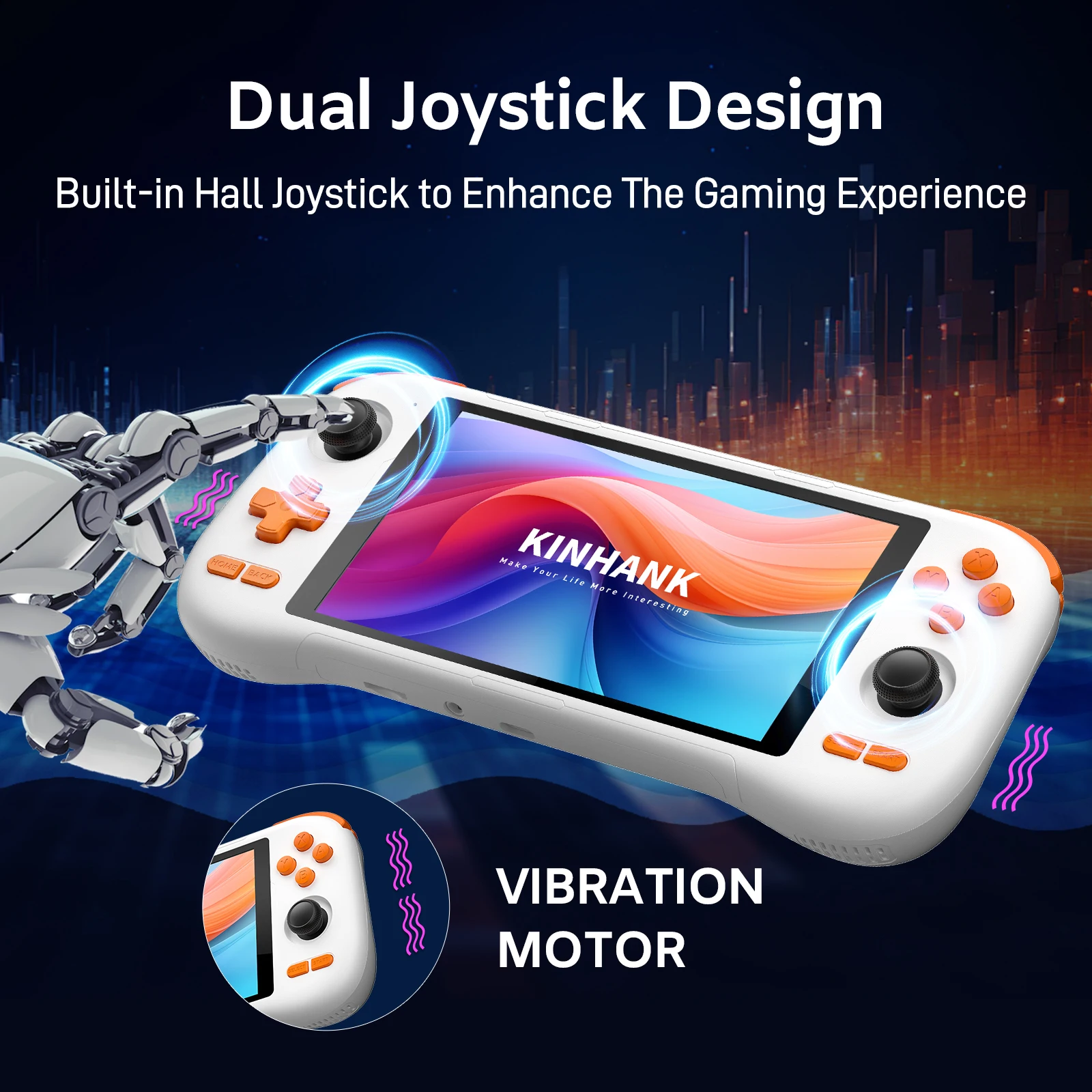 KINHANK K56 Handheld Game Console 5.5'' Touch Screen 50 Emulators for PS1/PSP/DC/SS Android 14 5000mAh WIFI5 Retro Game Player view 3